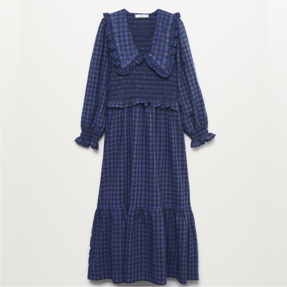 Mango Check Baby Doll Neck Dress, XS - Picture 1 of 9